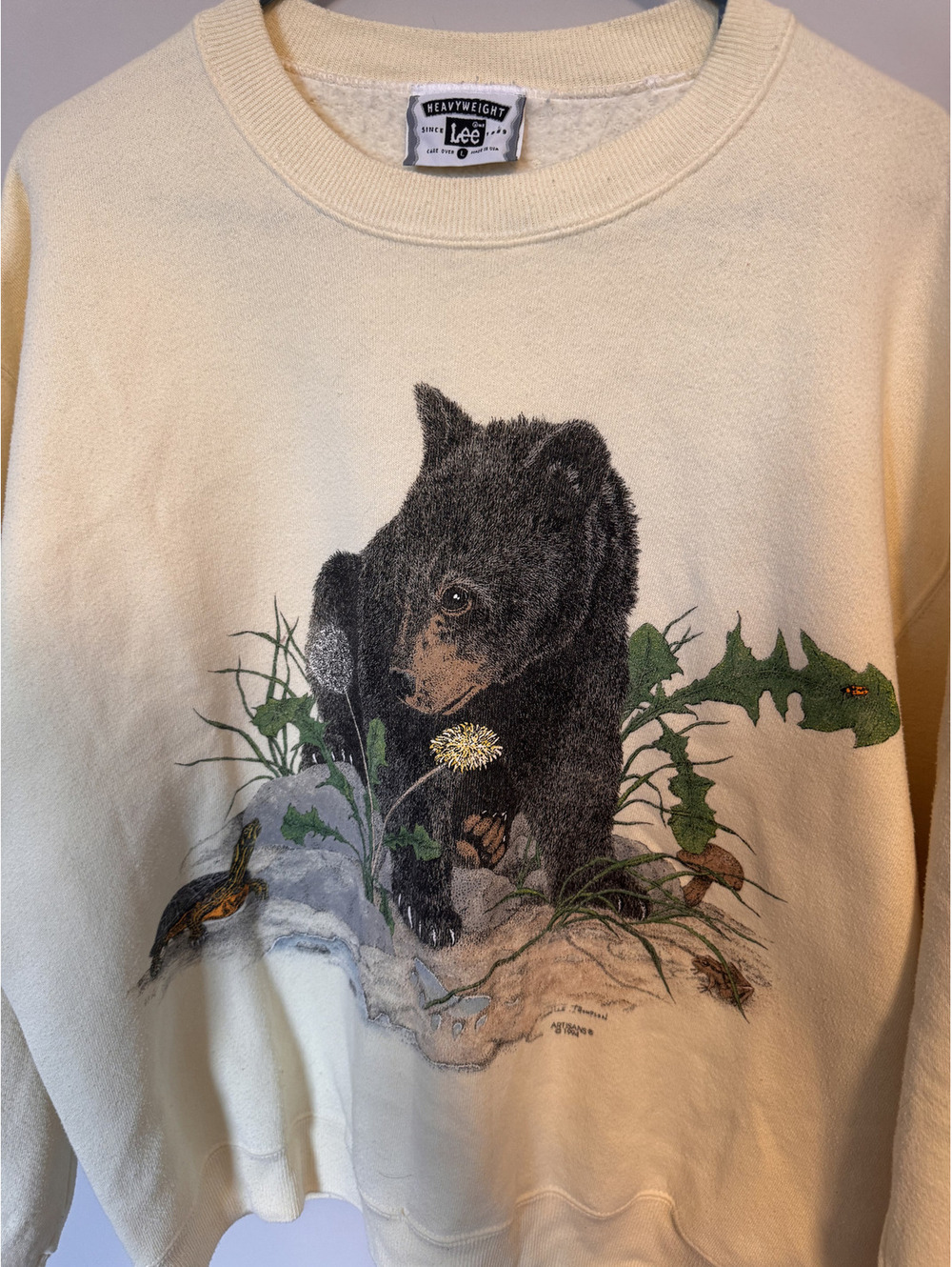 Y2K VTG Heavyweight Lee Size Large Bear Print 1994 Janelle Thompson Sweatshirt - Picture 2 of 7